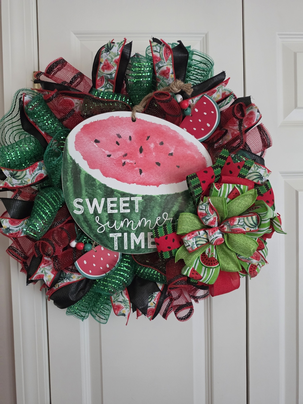 Sweet Summer Time Watermelon Wreath - Green & Pink Home Holiday Decor